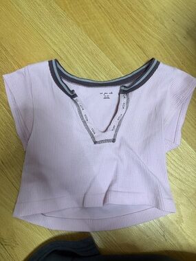 Urban Outfitters Lilac Ribbed Crop Top with Contrasting Trim